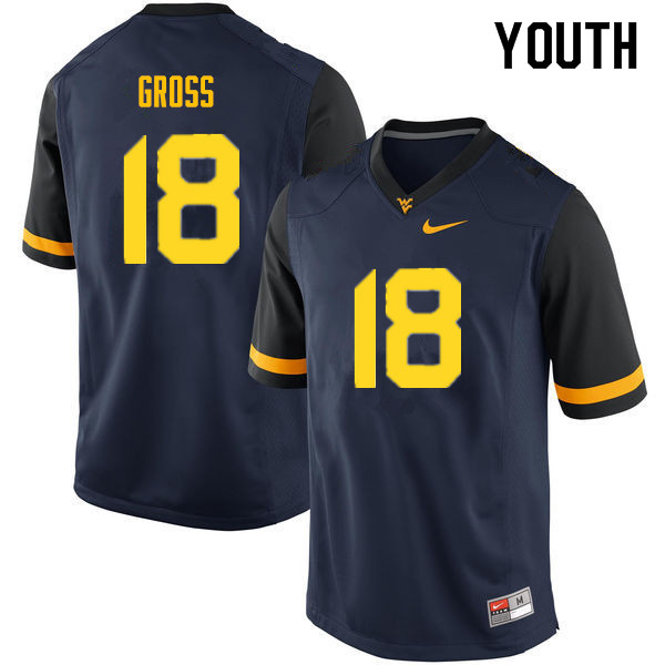 NCAA Youth Jaelen Gross West Virginia Mountaineers Navy #18 Nike Stitched Football College Authentic Jersey PF23I76KK